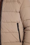 Erkek Relax Fit Rahat Kesim Çift Cepli Çıkarılabilir Kapüşonlu Kum Rengi Şişme Mont