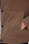 Erkek Slim Fit Dar Kesim Çift Cepli Çıtçıt Kapamalı Kahverengi Mont