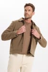 Erkek Slim Fit Dar Kesim Çift Cepli Çıtçıt Kapamalı Kahverengi Mont