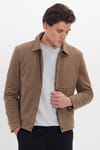 Erkek Slim Fit Dar Kesim Çift Cepli Çıtçıt Kapamalı Kahverengi Mont
