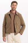 Erkek Slim Fit Dar Kesim Çift Cepli Çıtçıt Kapamalı Kahverengi Mont