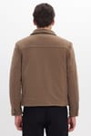 Erkek Slim Fit Dar Kesim Çift Cepli Çıtçıt Kapamalı Kahverengi Mont