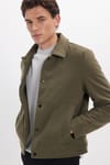 Erkek Slim Fit Dar Kesim Çift Cepli Çıtçıt Kapamalı Haki Mont