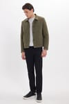 Erkek Slim Fit Dar Kesim Çift Cepli Çıtçıt Kapamalı Haki Mont