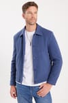 Erkek Slim Fit Dar Kesim Çift Cepli Çıtçıt Kapamalı Lacivert Mont