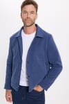 Erkek Slim Fit Dar Kesim Çift Cepli Çıtçıt Kapamalı Lacivert Mont
