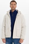 Erkek Relax Fit Rahat Kesim Dik Yaka Cepli Çıkarılabilir Kapüşonlu Fermuarlı Kışlık Ekru Mont