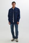 Unisex Oversize Geniş Kesim Denim Kot Çift Cepli Lacivert Overshirt Ceket Tarzı Gömlek