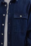 Unisex Oversize Geniş Kesim Denim Kot Çift Cepli Lacivert Overshirt Ceket Tarzı Gömlek