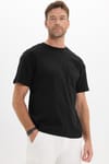 OVERSIZE SHORT SLV PLAIN CREW NECK WITH POCKET T-SHIRT