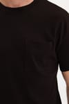 OVERSIZE SHORT SLV PLAIN CREW NECK WITH POCKET T-SHIRT