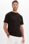 OVERSIZE SHORT SLV PLAIN CREW NECK WITH POCKET T-SHIRT