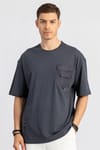 Oversize Cepli Bol Kesim Bisiklet Yaka Erkek T-Shirt