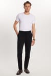 Erkek Regular Fit Chino Esnek Yandan Cepli Önü Fermuarlı Pamuklu Dokulu Siyah Pantolon
