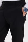 Erkek Slim Fit Dar Kesim Esnek Yan Cepli Bilek Boy Canvas Kesim Siyah Pantolon