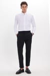 Erkek Slim Fit Dar Kesim Esnek Yan Cepli Bilek Boy Canvas Kesim Siyah Pantolon
