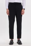 Erkek Slim Fit Dar Kesim Esnek Yan Cepli Bilek Boy Canvas Kesim Siyah Pantolon