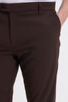Erkek Slim Fit Dar Kesim Esnek Yan Cepli Bilek Boy Canvas Kesim Kahverengi Pantolon