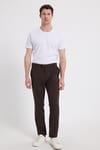 Erkek Slim Fit Dar Kesim Esnek Yan Cepli Bilek Boy Canvas Kesim Kahverengi Pantolon