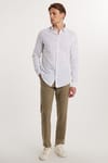 Erkek Slim Fit Dar Kesim Esnek Yan Cepli Bilek Boy Canvas Kesim Açık Haki Pantolon