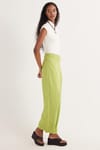 Kadın Standart Fit Geniş Paça Yeşil Double Pantolon