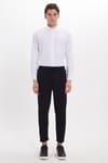 Erkek Slim Fit Pamuklu Beli Bağlamalı Yan Cepli Katlamalı Paça Jogger Siyah Pantolon