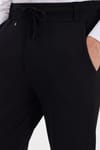 Erkek Slim Fit Pamuklu Beli Bağlamalı Yan Cepli Katlamalı Paça Jogger Siyah Pantolon