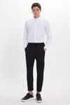 Erkek Slim Fit Pamuklu Beli Bağlamalı Yan Cepli Katlamalı Paça Jogger Siyah Pantolon