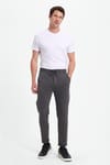 Erkek Slim Fit Pamuklu Beli Bağlamalı Yan Cepli Katlamalı Paça Jogger Gri Pantolon