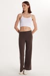Kadın Relax Fit Rahat Kesim Lastikli Geniş Paça Modal Kahverengi Pantolon