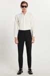 Erkek Slim Fit Dar Kesim Chino Yandan Cepli Pamuklu Siyah Pantolon