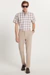 Erkek Slim Fit Dar Kesim Chino Yandan Cepli Pamuklu Taş Pantolon