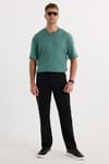 Erkek Regular Fit %100 Pamuk Yan Cepli Baggy Siyah Jean Kot Pantolon