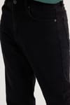 Erkek Regular Fit %100 Pamuk Yan Cepli Baggy Siyah Jean Kot Pantolon