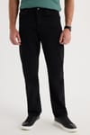 Erkek Regular Fit %100 Pamuk Yan Cepli Baggy Siyah Jean Kot Pantolon