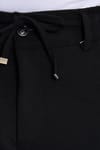 Erkek Slim Fit Dar Kesim Beli Lastikli Bağcık Detaylı Siyah Pantolon