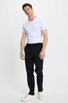 Erkek Slim Fit Dar Kesim Beli Lastikli Bağcık Detaylı Siyah Pantolon