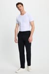 Erkek Slim Fit Dar Kesim Beli Lastikli Bağcık Detaylı Siyah Pantolon