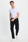 Erkek Slim Fit Dar Kesim Beli Lastikli Bağcık Detaylı Siyah Pantolon