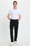 Erkek Slim Fit Dar Kesim Beli Lastikli Bağcık Detaylı Siyah Pantolon