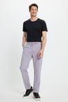 Erkek Slim Fit Dar Kesim Beli Lastikli Bağcık Detaylı Gri Pantolon