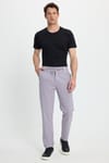 Erkek Slim Fit Dar Kesim Beli Lastikli Bağcık Detaylı Gri Pantolon
