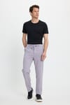 Erkek Slim Fit Dar Kesim Beli Lastikli Bağcık Detaylı Gri Pantolon