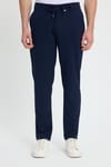 Erkek Slim Fit Dar Kesim Beli Lastikli Bağcık Detaylı Lacivert Pantolon