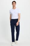 Erkek Slim Fit Dar Kesim Beli Lastikli Bağcık Detaylı Lacivert Pantolon