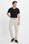 Erkek Slim Fit Dar Kesim Beli Lastikli Bağcık Detaylı Taş Pantolon