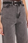 Kadın Regular Fit Klasik Kesim Baggy Pamuklu Geniş Paça Antrasit Jean Pantolon
