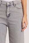 Kadın Regular Fit Klasik Kesim Pamuklu Bol Paça Koyu Açık Gri Jean Pantolon