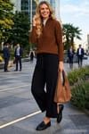 Kadın Relax Fit Rahat Kesim Lastikli Kuşak Bağlamalı Geniş Paça Siyah Pantolon
