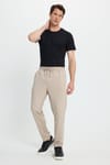 Erkek Regular Fit Klasik Kesim Beli Lastikli Bağcıklı Bej  Jogger Pantolon